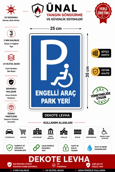 Engelli Araç Park Yeri 35cm x 25cm Uyarı Levhası Yönlendirme Tabelası 35x25 cm PVC ürün görseli 1