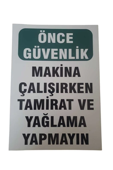 Makina Çalıştırma Talimatı Uyarı Levhası 25x35 cm Kolay Montaj PVC İkaz Tabelası Kapı Duvar ürün görseli 1