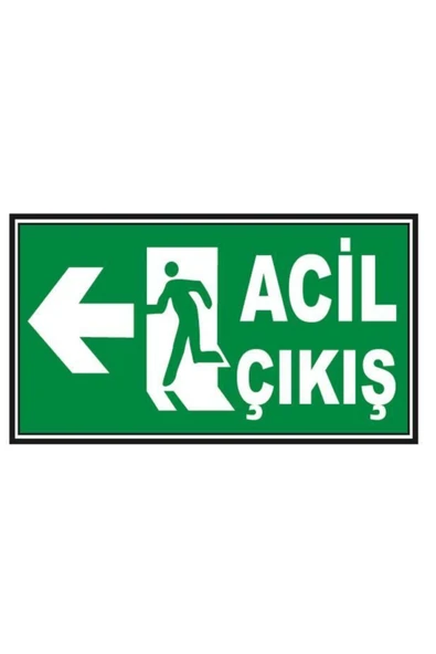Fosforlu Acil Çıkış Levhası Fotolümenli Sol Yön Kolay Montaj İkaz Tabelası ürün görseli 1