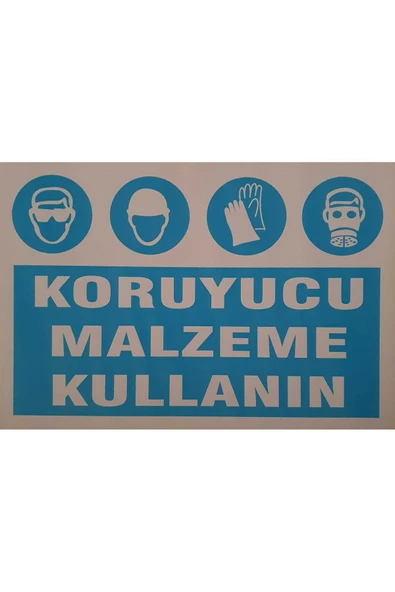Koruyucu Malzeme Kullanın Uyarı Levhası 25x35 cm Kolay Montaj PVC İkaz Tabelası Kapı Duvar ürün görseli 1