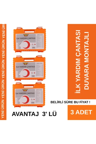 Duvara Montajli İlk Yardim Seti + 3 Adet Avantaj 3 'lü Paket Ruhsata Uygun Araç İçin Yangın ürün görseli 1