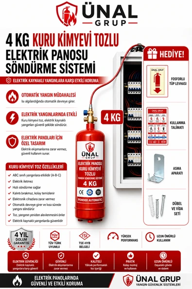 4 Kg Kuru Kimyevi Tozlu Elektrik Panosu Söndürme Sistemi Otomatik Yangın Söndürme Tüpü Seti ürün görseli 1