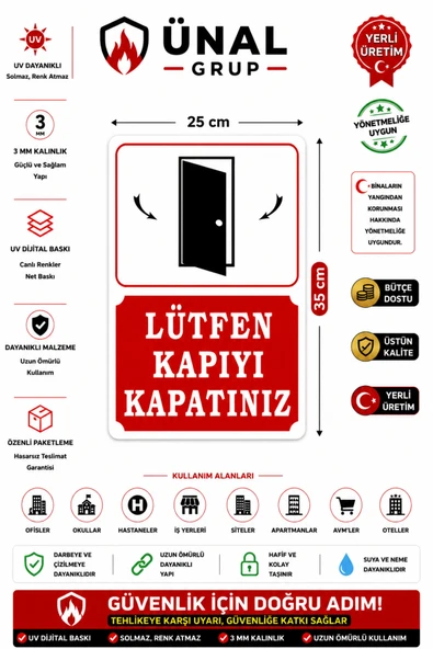 Lütfen Kapıyı Kapatınız Apartman ve Siteler için Kapıyı Kapalı Tutun Tabelası 25x35 cmforex ürün görseli 1