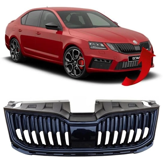 Skoda Octavıa 2018-2021 Ön Panjur Parlak Siyah +Üst Plastik 5E0853653C 041/5E0853343 ürün görseli 1