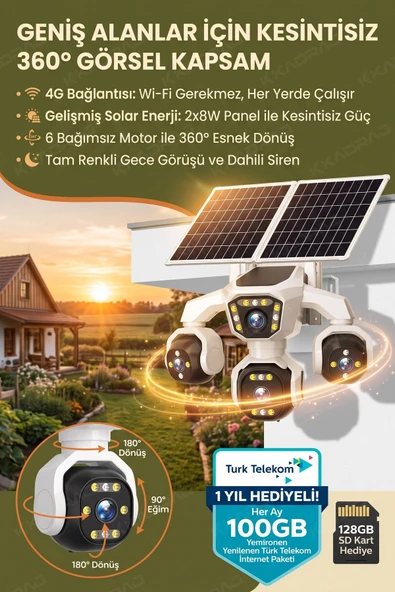 4 Kameralı - Solar Panelli   TURK TELEKOM  Yıllık Hat   HER AY 100GB   Yapay Zeka TT100 ürün görseli 1