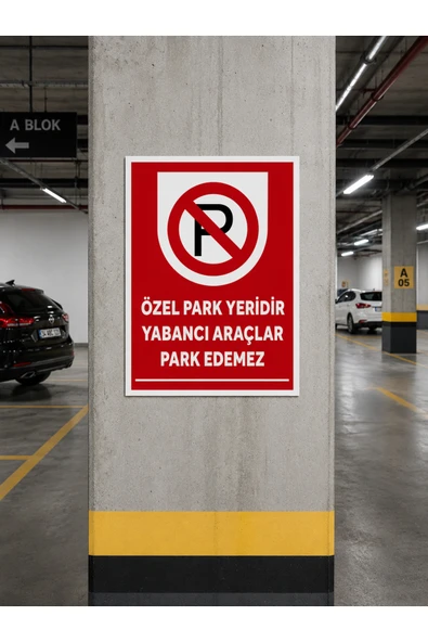 Özel Park Yeri Uyarı Levhası 24x34 cm PVC İkaz Tabelası Araç Otopark Garaj ürün görseli 1