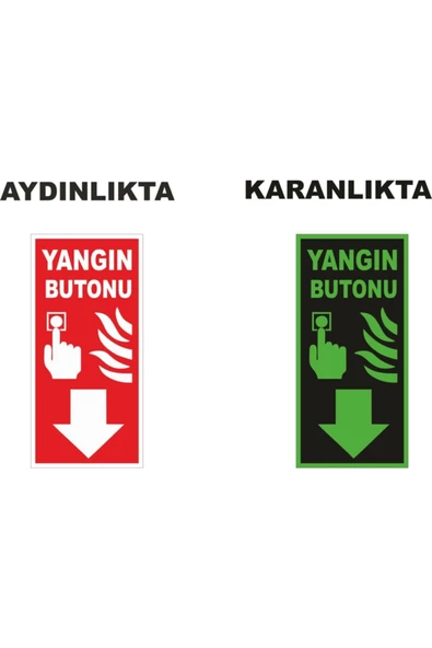 Yangın Butonu Fosforlu 12x25 cm Dekota İş Yeri ve Ev Kullanımı Fosforlu Fotolümen Dekota ürün görseli 1