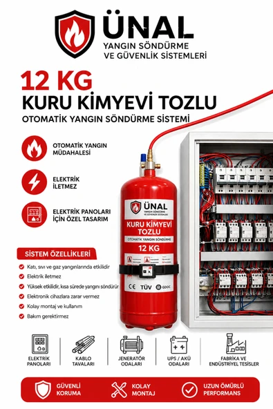 12 kg Pano İçi Otomatik Yangın Söndürme Sistemi Elektrik Panosu ürün görseli 1