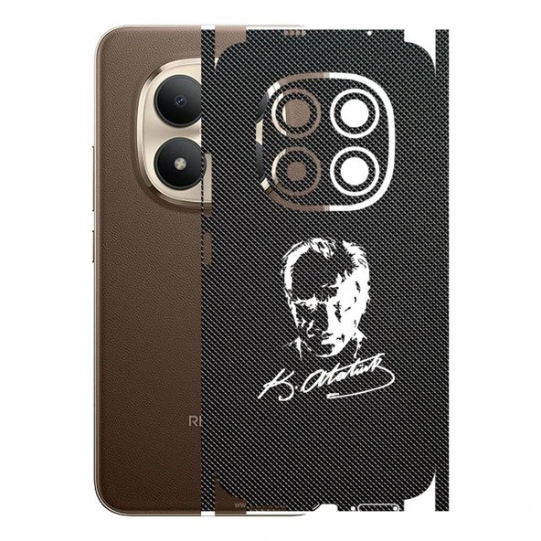 Redmi Note 15 Pro Plus ile Uyumlu Bumper Serisi Premium Kaplama 360  Atatürk İmzalı Siyah ürün görseli 1