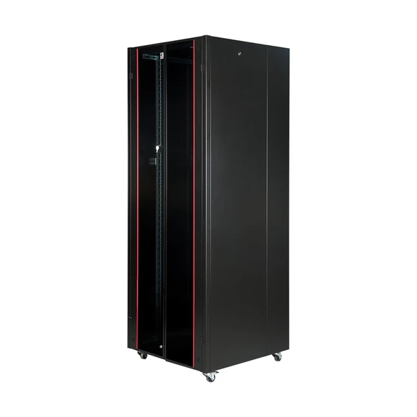 Lande 26U 600x600 Hyperline Dikili Tip Rack Kabinet (Siyah) (Ön Cam Kapak / Tekerlekli) ürün görseli 1