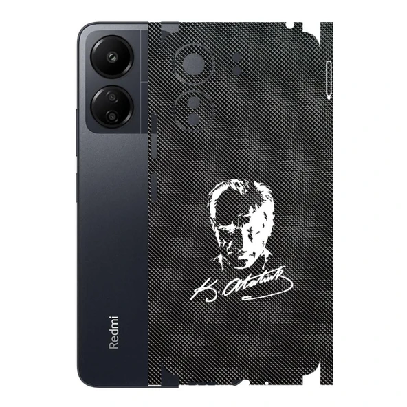 Redmi 13C ile Uyumlu Bumper Serisi Premium Kaplama 360  Atatürk İmzalı Siyah ürün görseli 1