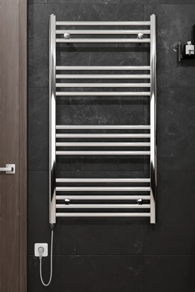 Sanica Pro 16 Borulu Krom Parlak Çelik Elektrikli Havlupan 500 x 1000 mm ürün görseli 1