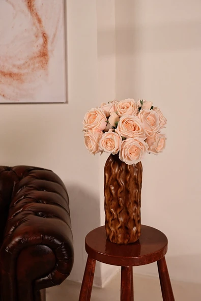 Somon Yapay Lüx Gül Buketi 6 Dallı Premium Canlı  Islak Dokulu 30 cm ürün görseli 1
