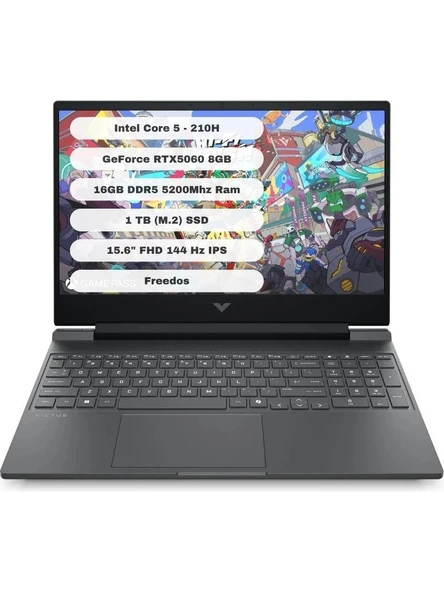 HP Victus 15-FA2019NT C21SGEA Core 5 210H 16GB RAM 1TB SSD RTX 5060 FreeDOS 15.6 inç Oyun Bilgisayarı ürün görseli 1