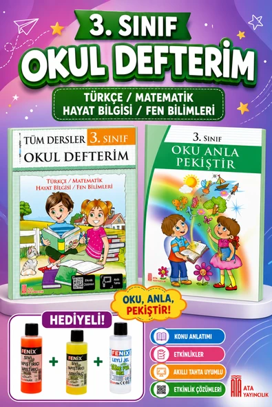 3. Sınıf Okul Defterim + Oku Anla Pekiştir (Slime Set Hediyeli) ürün görseli 1