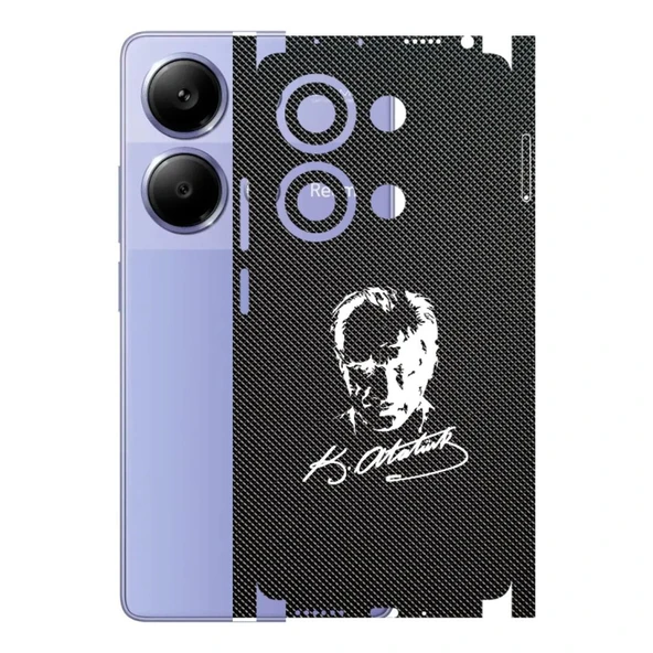 Redmi Note 13 Pro 4G ile Uyumlu Bumper Serisi Premium Kaplama 360  Atatürk İmzalı Siyah ürün görseli 1