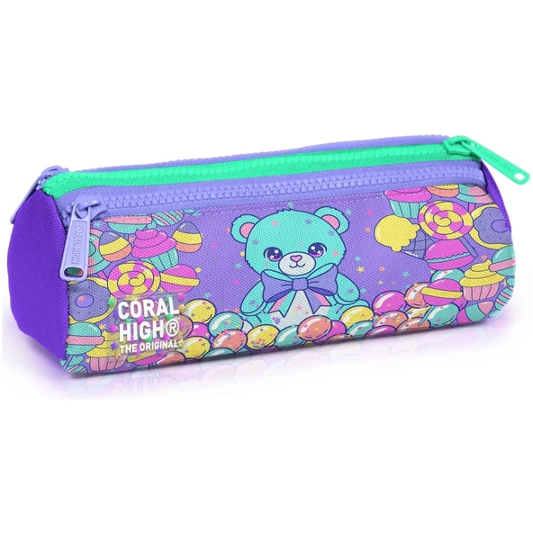 Coral High Kids Milka Şeker Ayıcık Desenli Üç Bölmeli Kalem Çantası 31005 ürün görseli 1