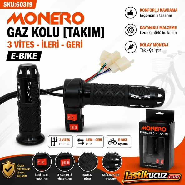 Monero Gaz Kolu (Takım) 3 Vites İleri-Geri E-BIKE ürün görseli 1