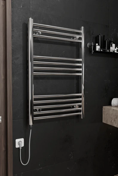 Sanica Pro 12 Borulu Krom Parlak Çelik Elektrikli Havlupan 500 x 800 mm ürün görseli 1