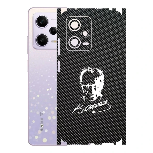 Redmi Note 12 Pro 5G ile Uyumlu Bumper Serisi Premium Kaplama 360  Atatürk İmzalı Siyah ürün görseli 1