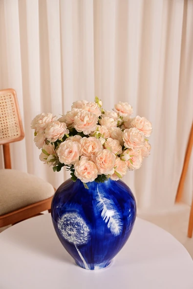 Somon Yapay Ranunculus Şakayık Çiçeği  3 Dallı Lüx İpeksi Dokulu  50 cm ürün görseli 1