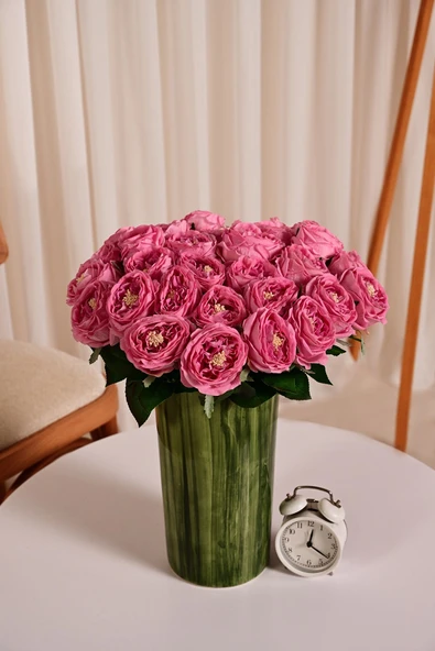 Pembe Yapay Lüx Şakayık Tek Dal Premium Canlı  Islak Gerçek Dokulu 45 cm ürün görseli 1