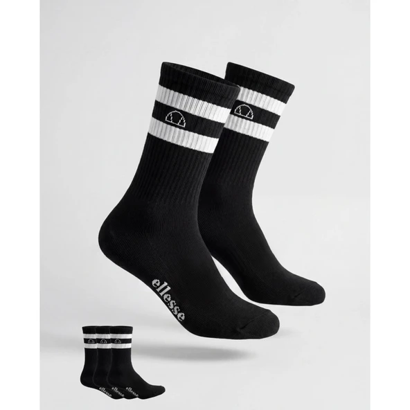 Ellesse 6SM9016-BK 3'lü Yüksek Konç Spor Çorap Erkek - Siyah ürün görseli 1