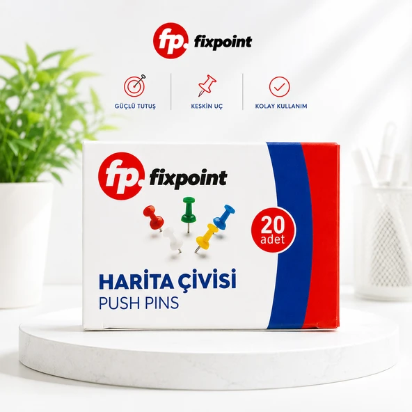 Harita Çivisi Çok Renkli 1 Kutu 20 Adet Fixpoint P-2459 ürün görseli 1