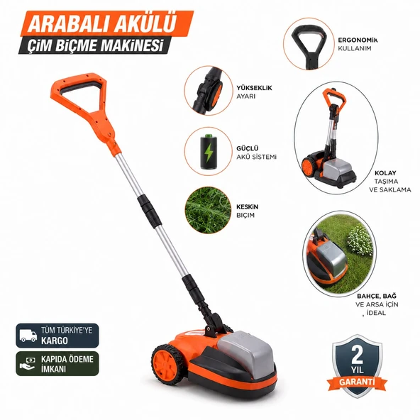 ARABALI AKÜLÜ ÇİM BİÇME MAKİNASI ürün görseli 1
