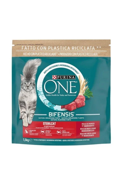 PURİNA ONE Biftekli Kısırlaştırılmış Yetişkin Kedi Maması 1.5 Kg ürün görseli 1