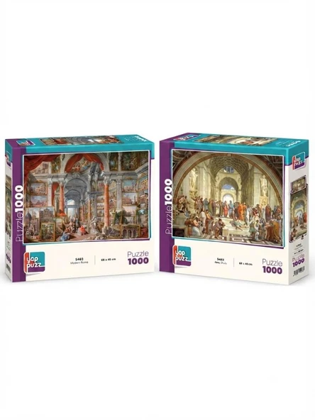 Modern Roma ve Atina Okulu İkili Set - 2 x 1000 Parça Manzara İkili Puzzle Seti ürün görseli 1