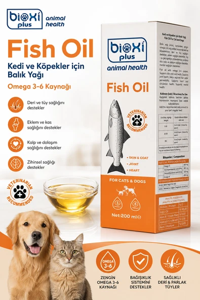 Bioxi Plus Fish Oil Kedi Köpek Balık Yağı 200 ml ürün görseli 1