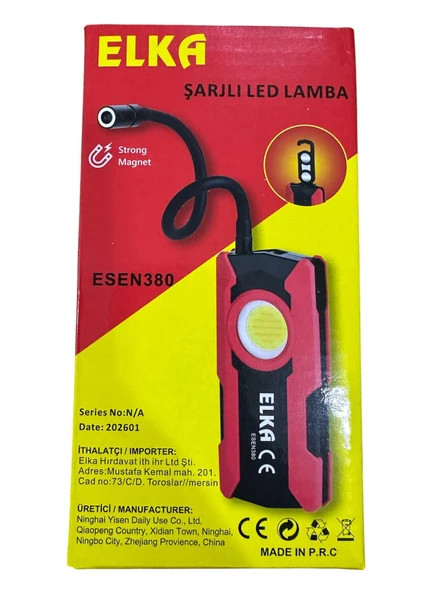 ELKA ESEN380 Şarjlı LED Çalışma LambasıMıknatıslı, Askılı, Esnek Boyunlu, USB-C Şarjlı ürün görseli 1