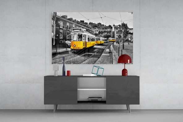 Sarı Tramvay (Lizbon) Cam Tablo - Resim 8