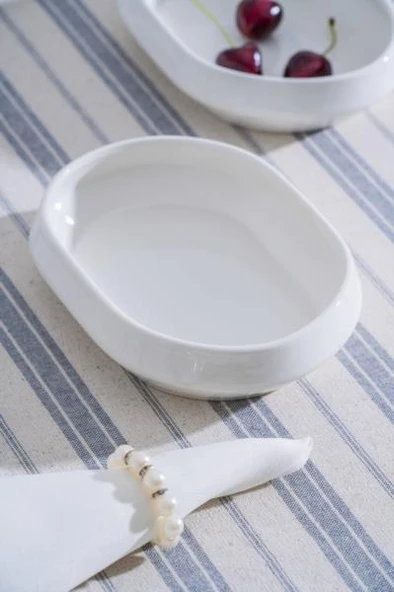 Acar JEA-07401 Rumi 4 Adet Porselen Oval Kayık Sunum Tabak 16 cm ürün görseli 1