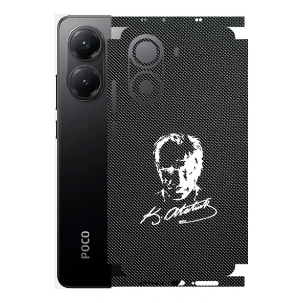 Xiaomi Poco X7 Pro ile Uyumlu Bumper Serisi Premium Kaplama 360  Atatürk İmzalı Siyah ürün görseli 1
