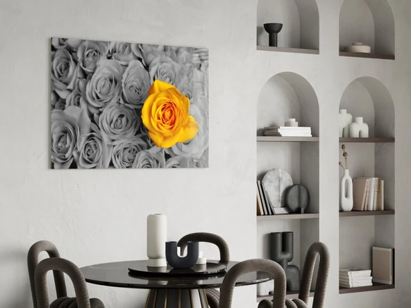 Sarı Gül Cam Tablo - Resim 5