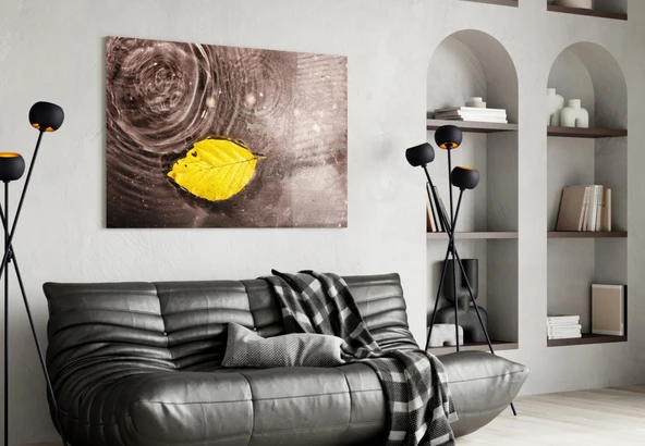 Sarı Yaprak Cam Tablo - Resim 4