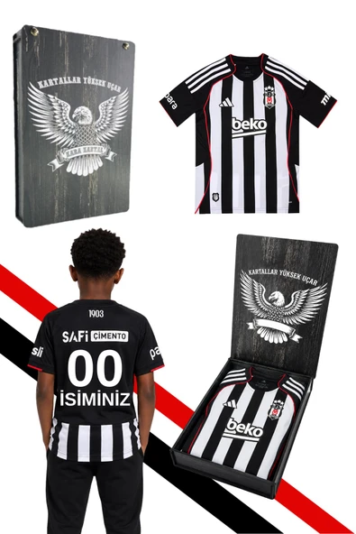 ORJİNAL LİSANSLI ADİDAS BEŞİKTAŞ FORMA 25-26 SEZON ÇUBUKLU ÇOCUK FORMASI KİŞİYE ÖZEL ürün görseli 1