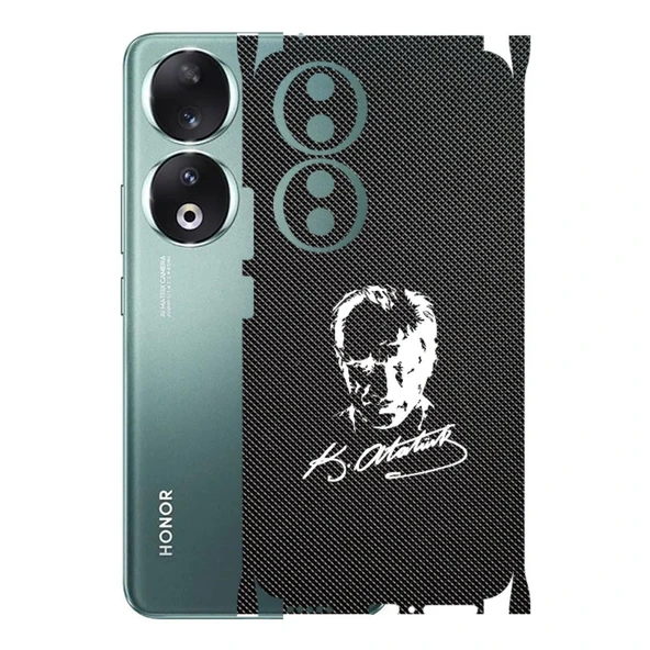 Honor 90 ile Uyumlu Bumper Serisi Premium Kaplama 360  Atatürk İmzalı Siyah ürün görseli 1