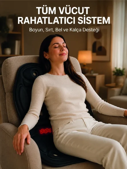 Titreşimli Isıtmalı Koltuk Tipi Masaj Minderi Ergonomik Tasarım ürün görseli 1