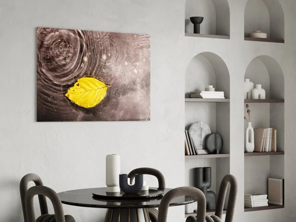 Sarı Yaprak Cam Tablo - Resim 5