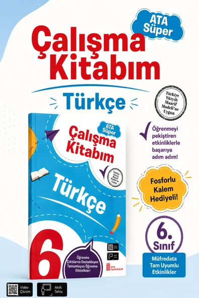6. Sınıf Ata Süper Türkçe Çalışma Kitabım ürün görseli 1