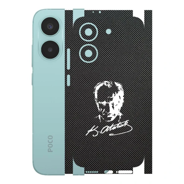 Poco X8 Pro ile Uyumlu Bumper Serisi Premium Kaplama 360  Atatürk İmzalı Siyah ürün görseli 1