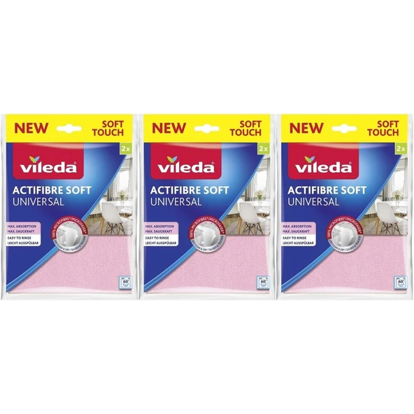 Vileda Yeni Soft Touch (6lı Set) Actifibre Soft Mikrofiber Temizlik Bezi Universal ürün görseli 1