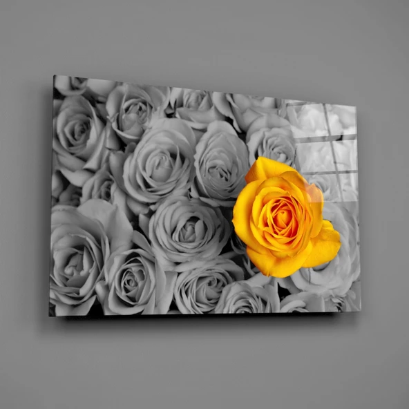 Sarı Gül Cam Tablo - Resim 2