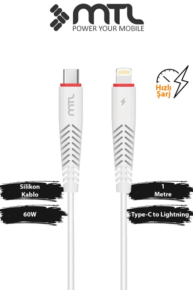 60W PD Type-C to Lightning Hızlı Şarj ve Data Kablosu 1 Metre MT2112 ürün görseli 1