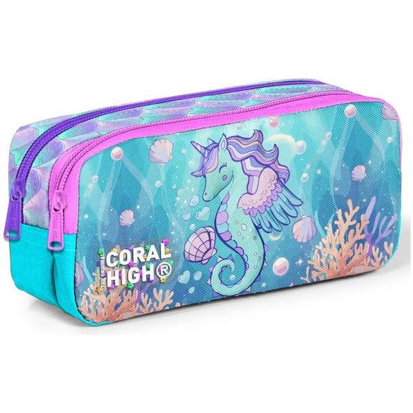 Coral High Kids Unicorn Denizatı Desenli Iki Bölmeli Kalem Çantası 31056 ürün görseli 1
