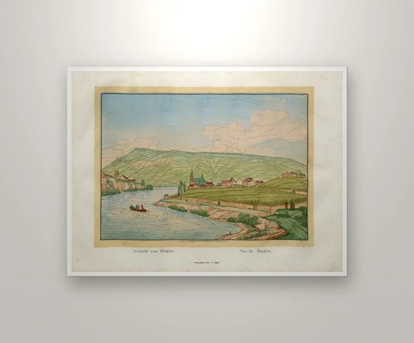 Johann Adolf Lasinsky - Vue de Bingen, 1829 Manzara Posteri Poster (Çerçevesiz) ürün görseli 1