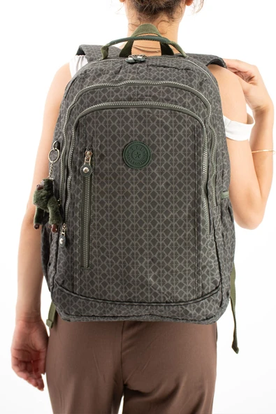 Ultra Hafif Çok Cepli Su Geçirmez Sırt Çantası Unisex Desenli Yeşil (Model: 571-1D) ürün görseli 1
